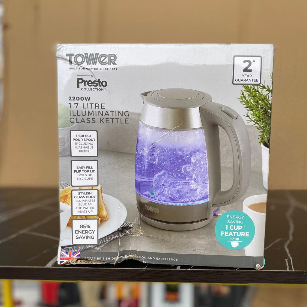 1.7L Tower Presto 2200W Electric Glass Kettle - New