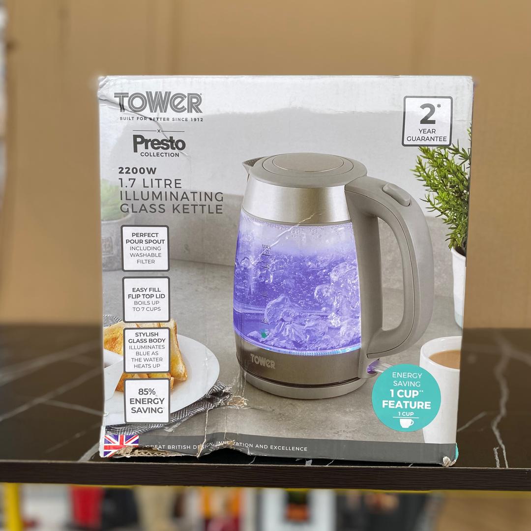 1.7L Tower Presto 2200W Electric Glass Kettle - New