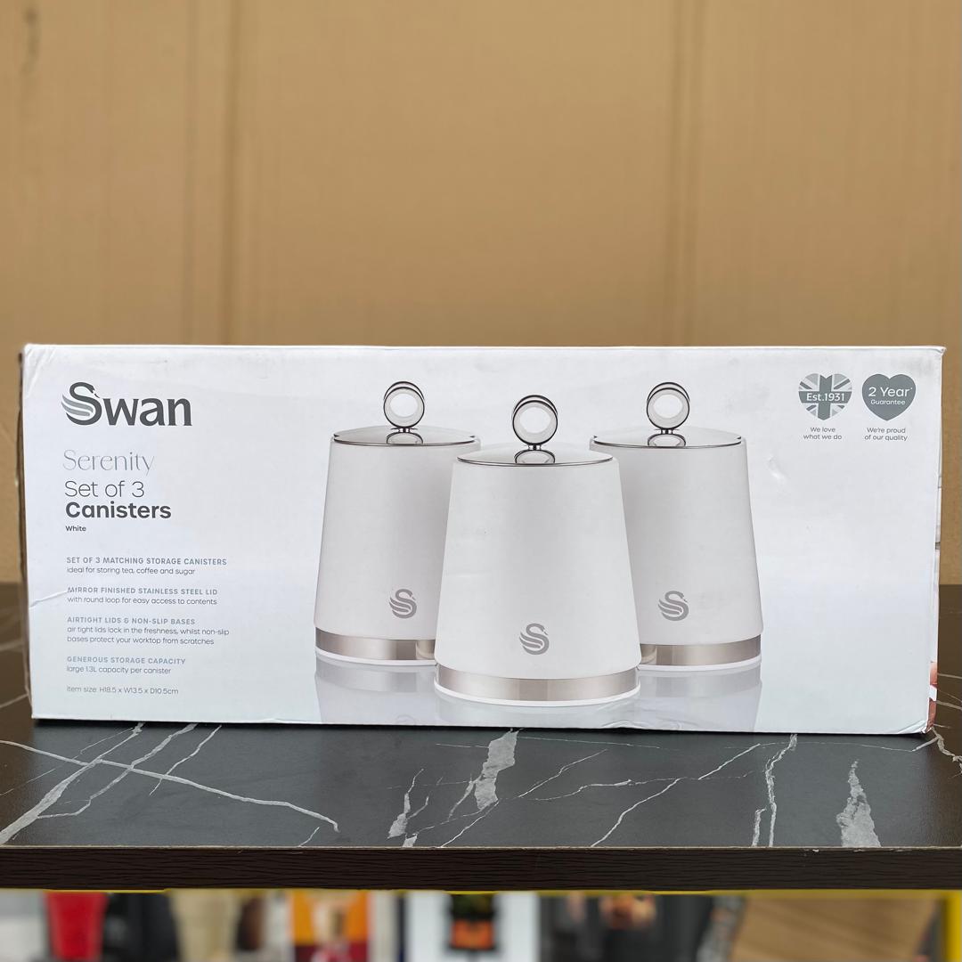 3 Set Swan Serenity Kitchen Canisters