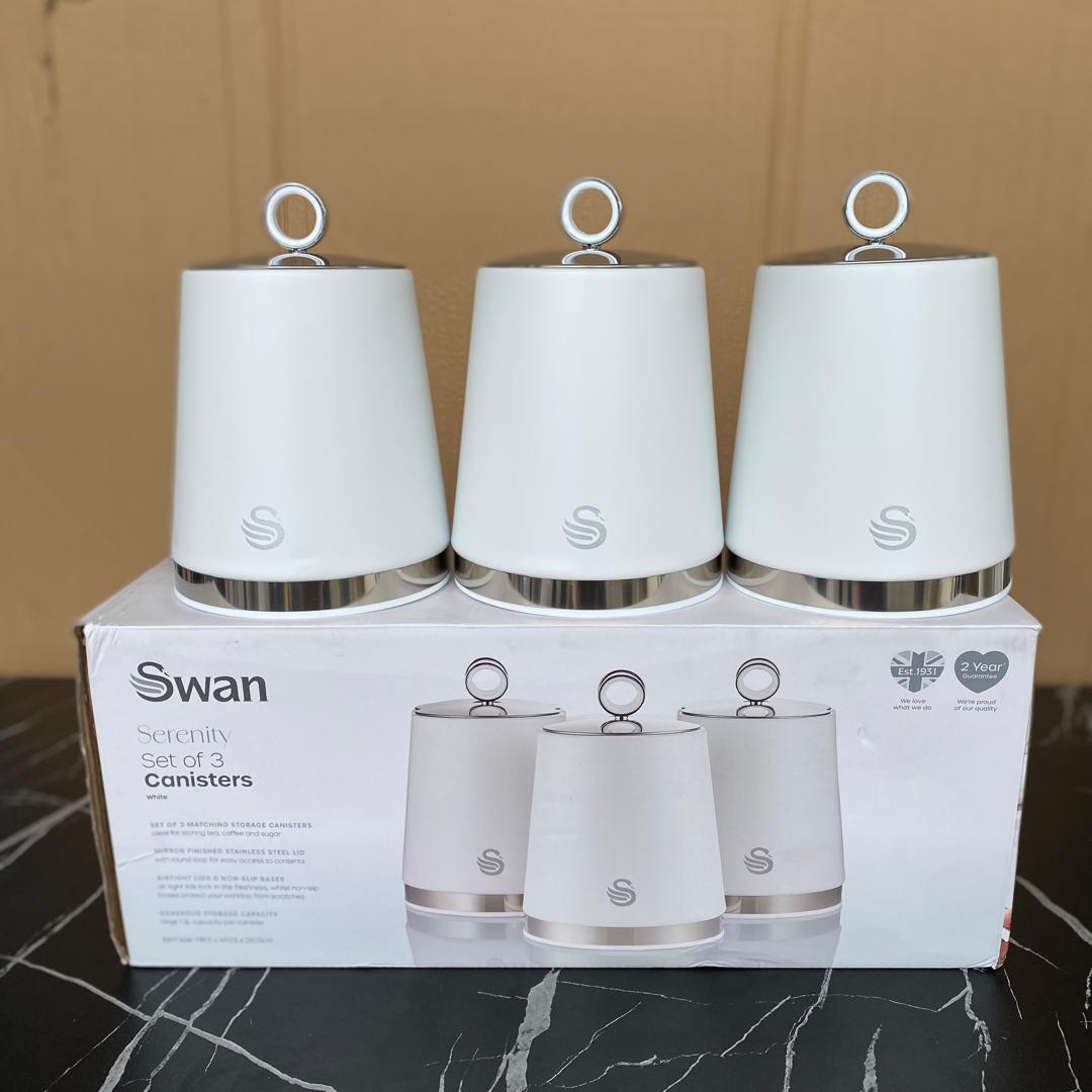 3 Set Swan Serenity Kitchen Canisters