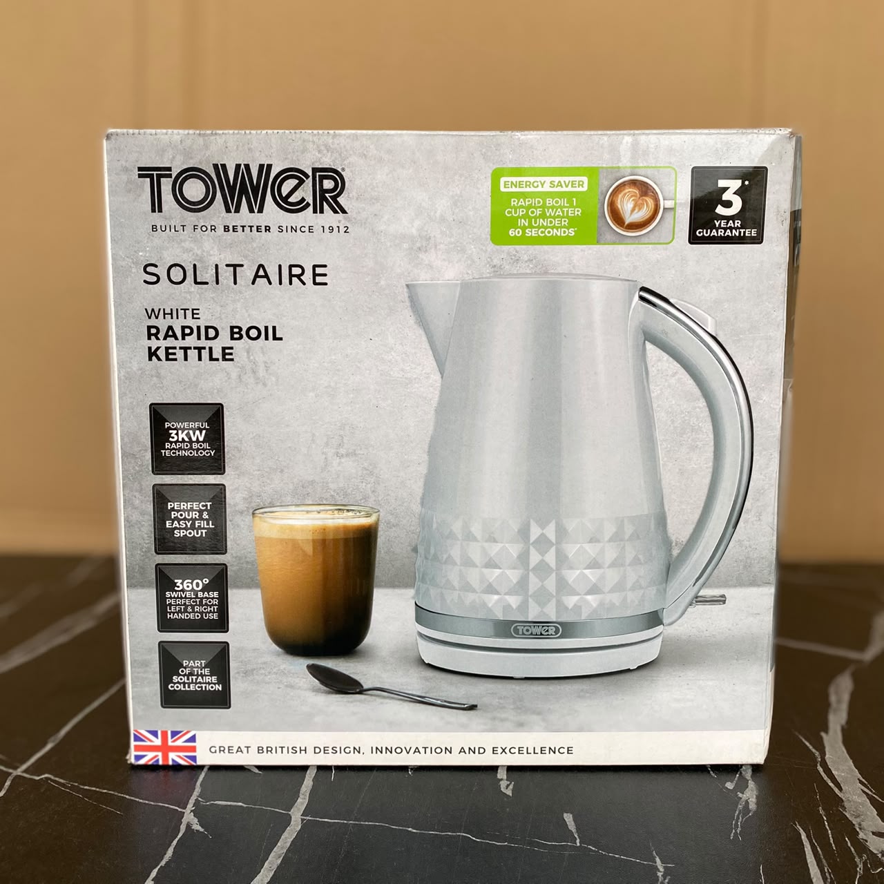 Tower Solitaire White Rapid Boil Kettle