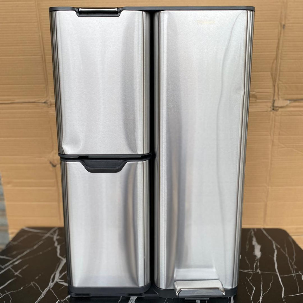 60L Tower Three Compartment Recycling Pedal Bin -STORE REJECT