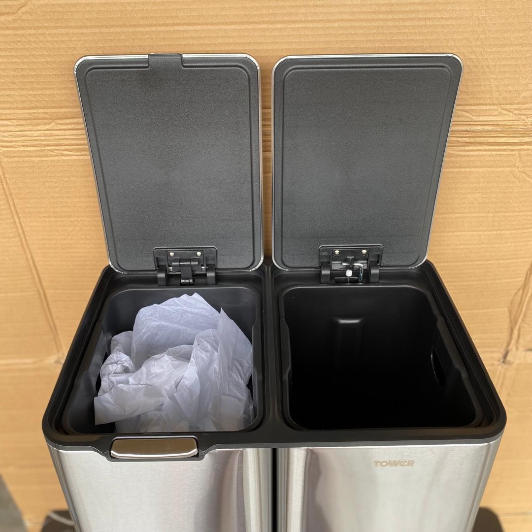 60L Tower Three Compartment Recycling Pedal Bin -STORE REJECT
