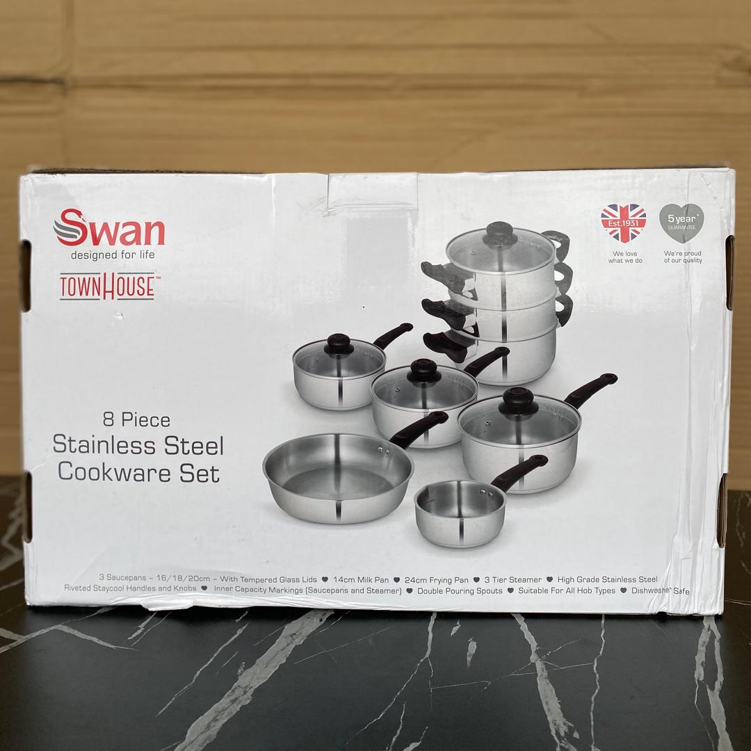 8pc Swan Townhouse Stainless Steel Cookware Set - STORE REJECT
