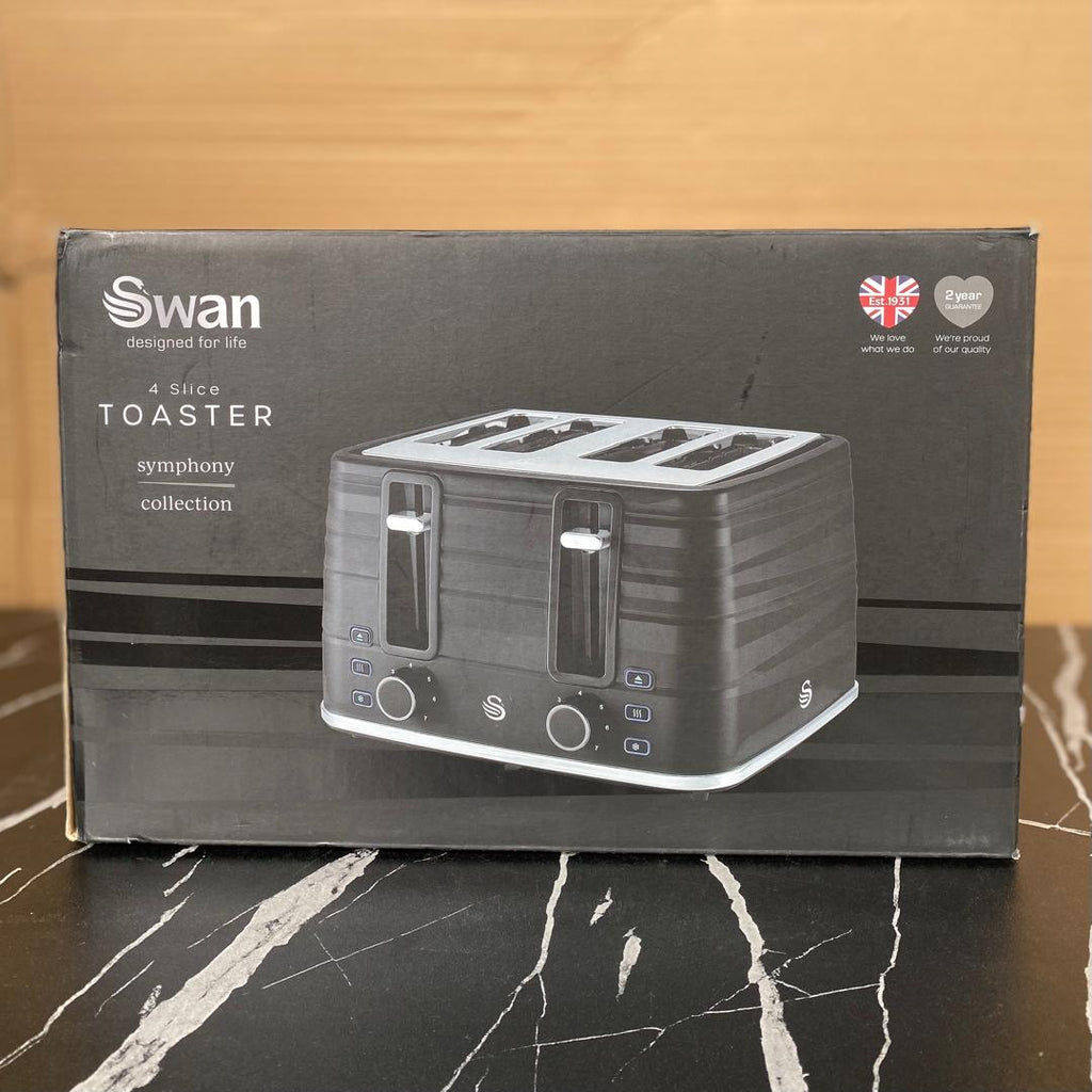 4 Slice Swan Symphony Black Toaster