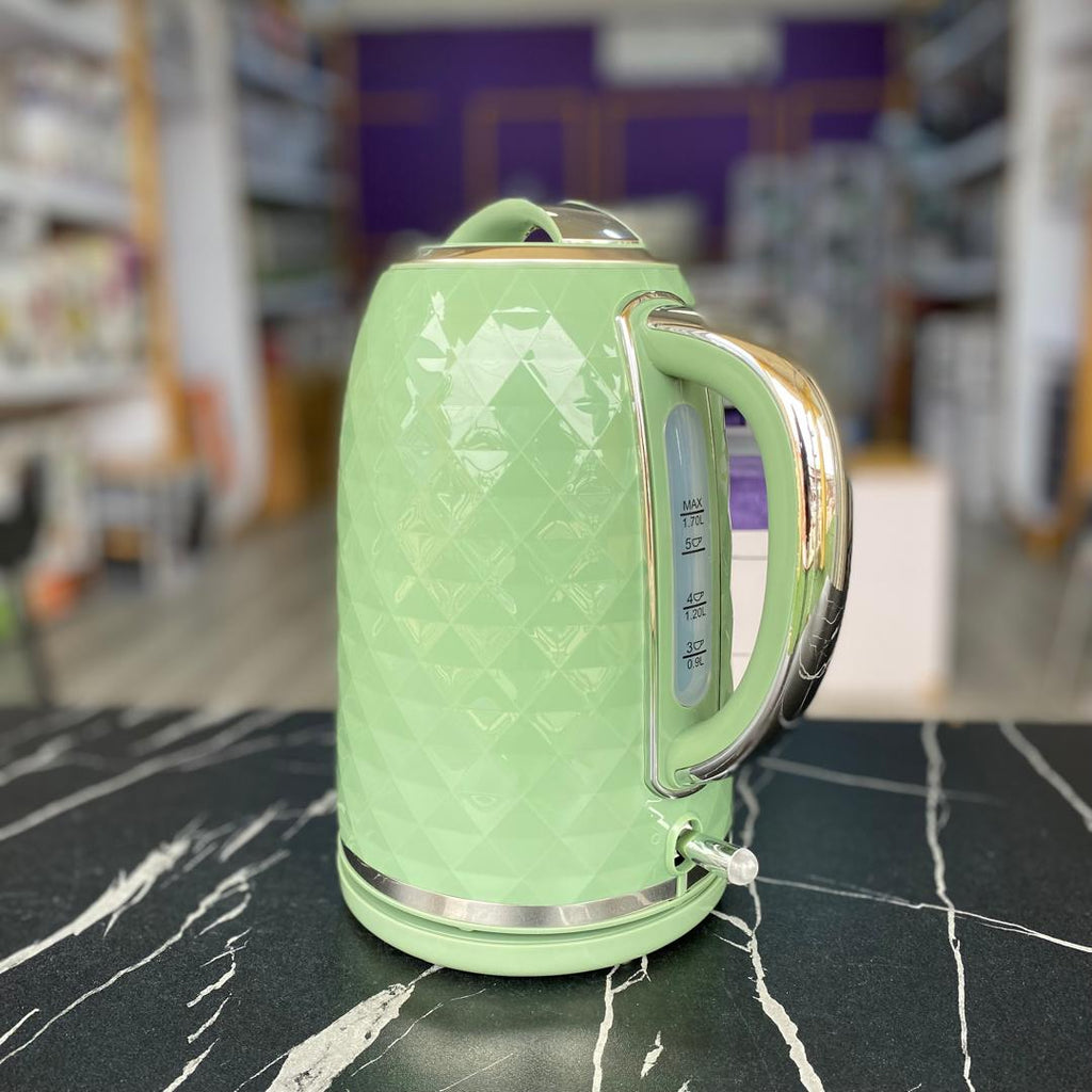 1.7L Green Fast Boil Diamond Textured Kettle - NEW