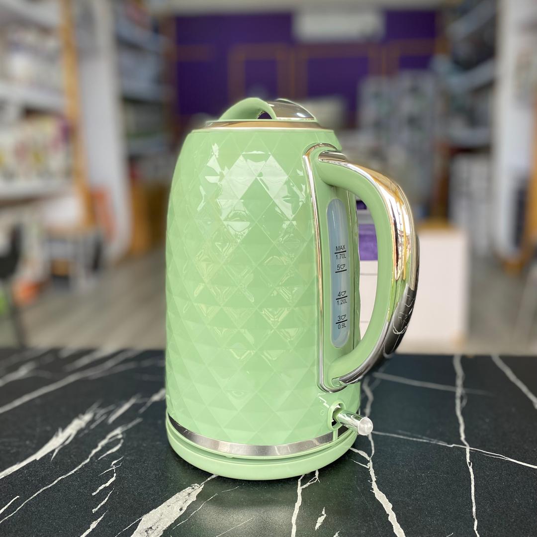 1.7L Green Fast Boil Diamond Textured Kettle - NEW