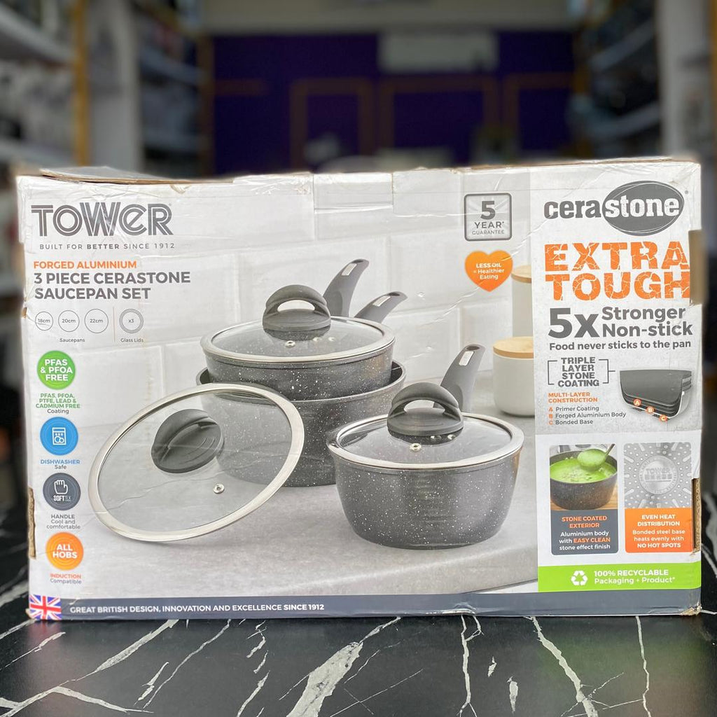3-piece Tower Cerastone  Saucepan Set - NEW