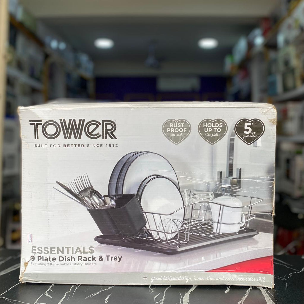 Tower Essentials 9 Plate Dish Rack & Tray - STORE REJECT