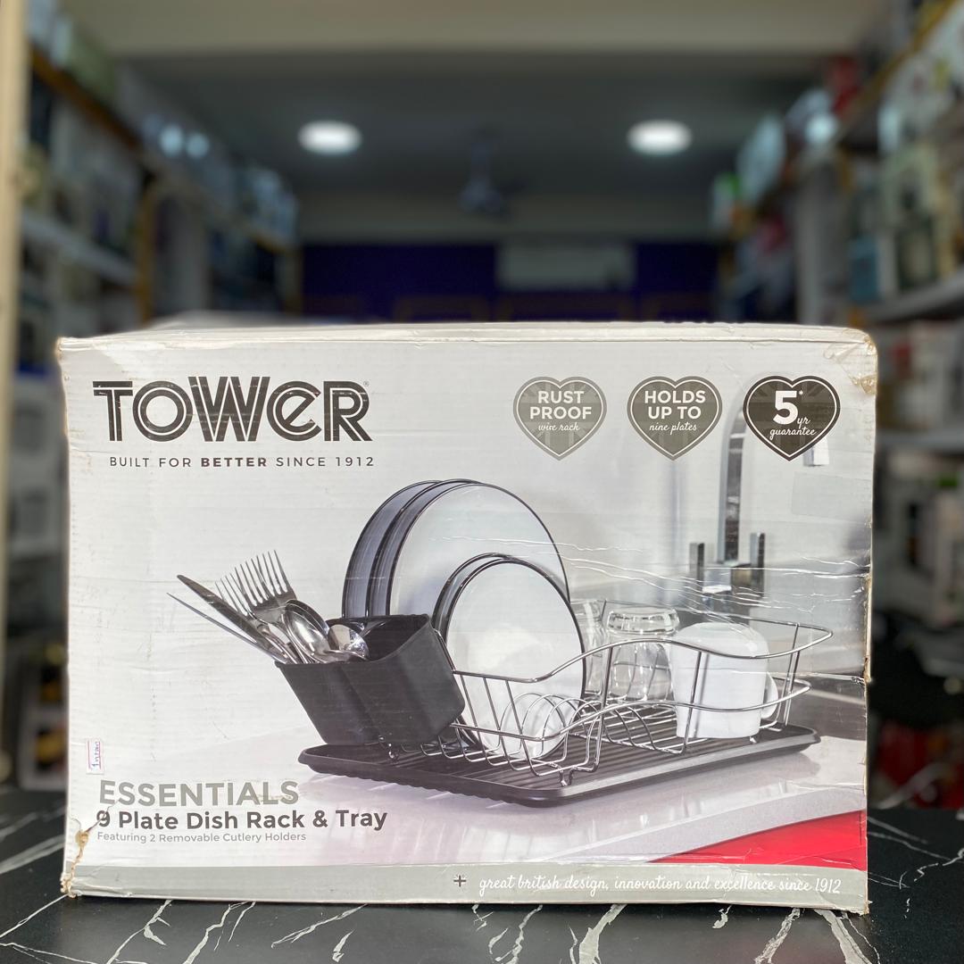 Tower Essentials 9 Plate Dish Rack & Tray - STORE REJECT