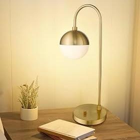 Modern Brass Glass Globe Table Lamp - NEW