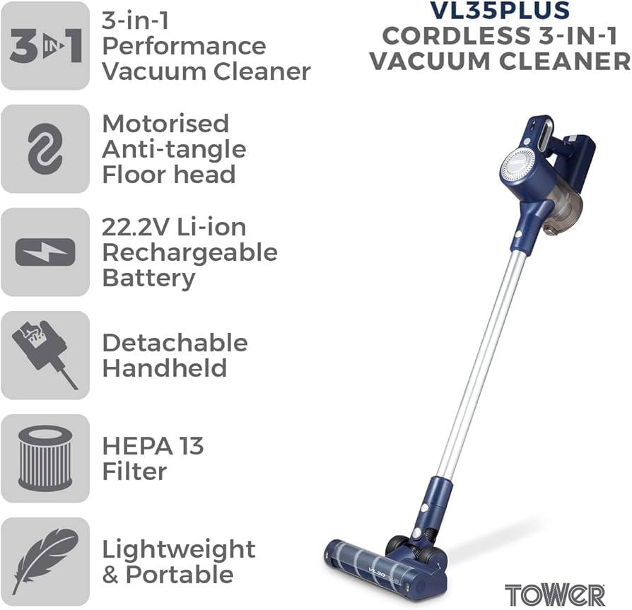 3-in-1 Cordless Tower VL35 Plus Anti-Tangle Vacuum Cleaner - PRE-OWNED