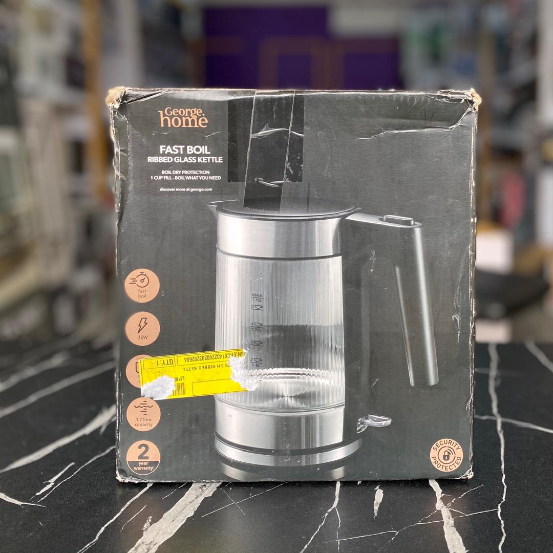 1.7L George Home Ribbed Glass Kettle - PRE OWNED