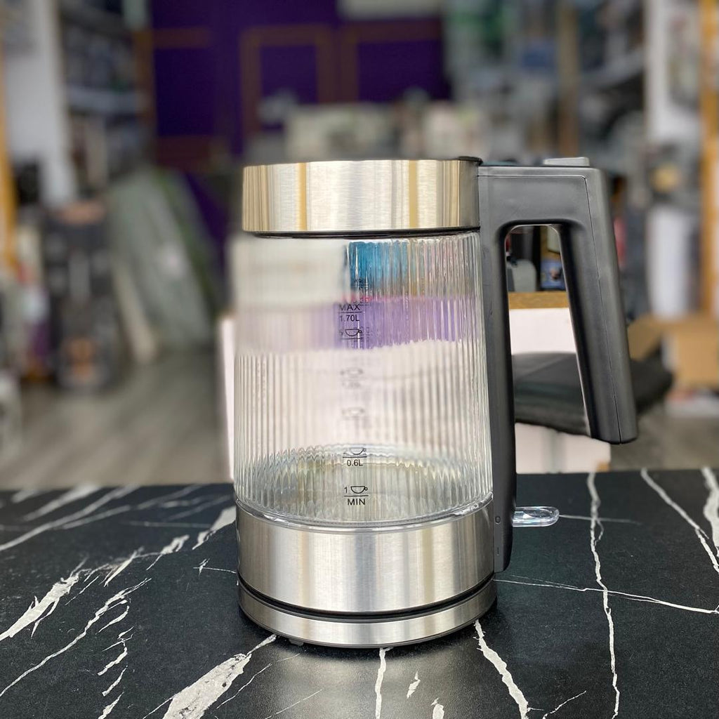 1.7L George Home Ribbed Glass Kettle - PRE OWNED