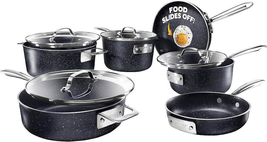 10-piece Granitestone Diamond Pro Stackmaster Non-stick Cookware Set - NEW