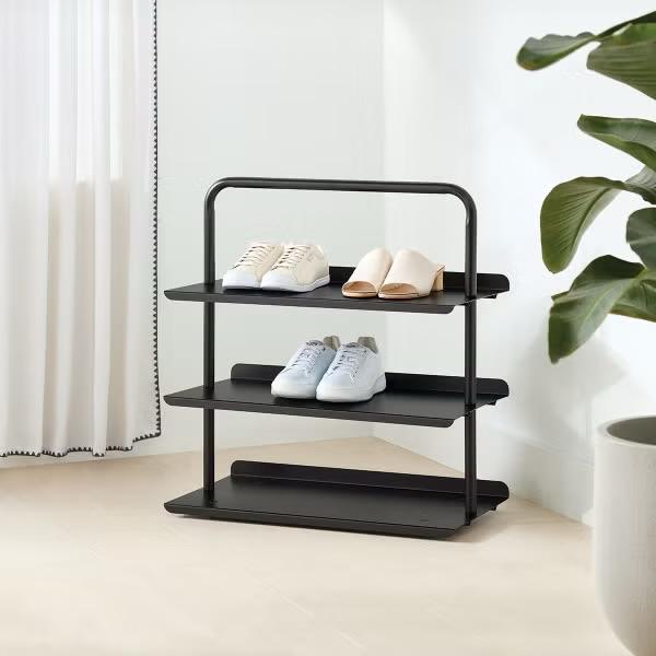 Anko 3 Tier Black Shoe Rack - NEW