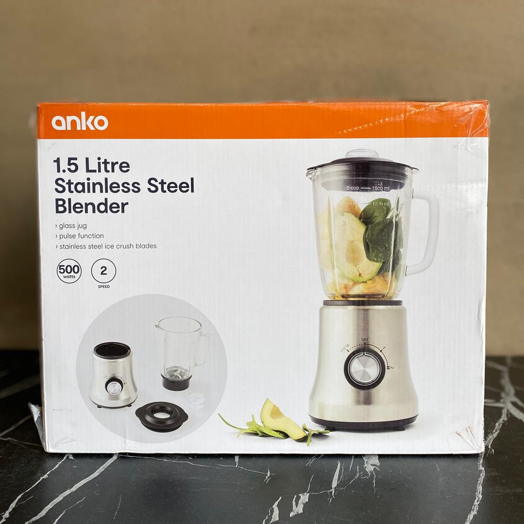 1.5L Anko Stainless Steel Blender - NEW