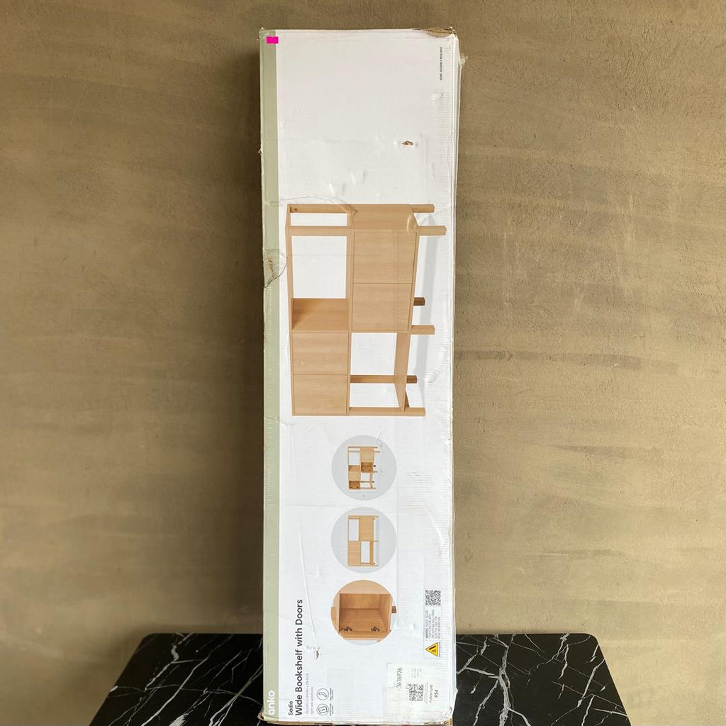 Sadie Wide Bookshelf with Doors -NEW