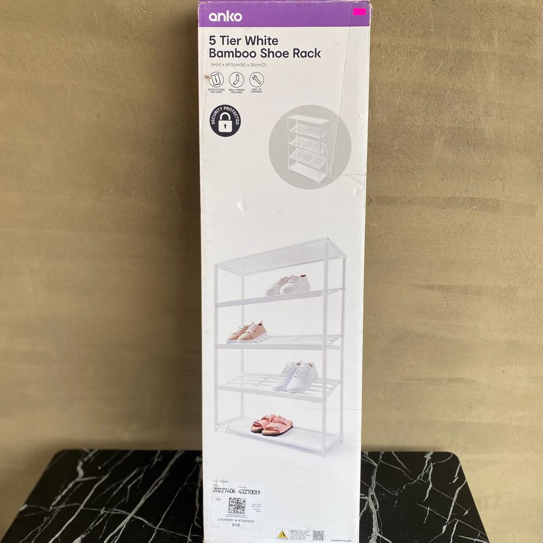 Anko 5 Tier Bamboo Shoe Rack - NEW