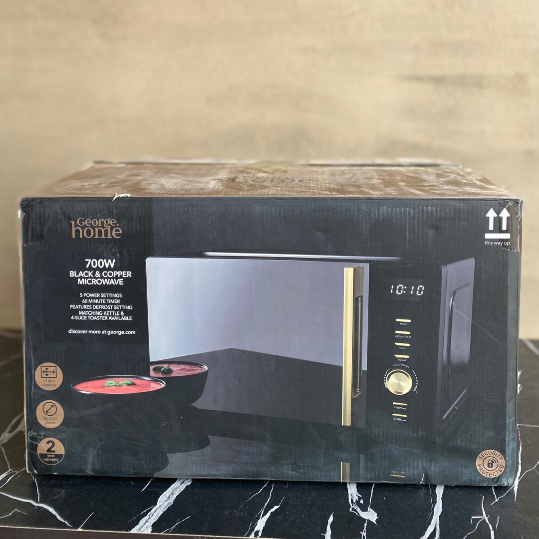 George Home 700W Black & Copper Digital Microwave - NEW