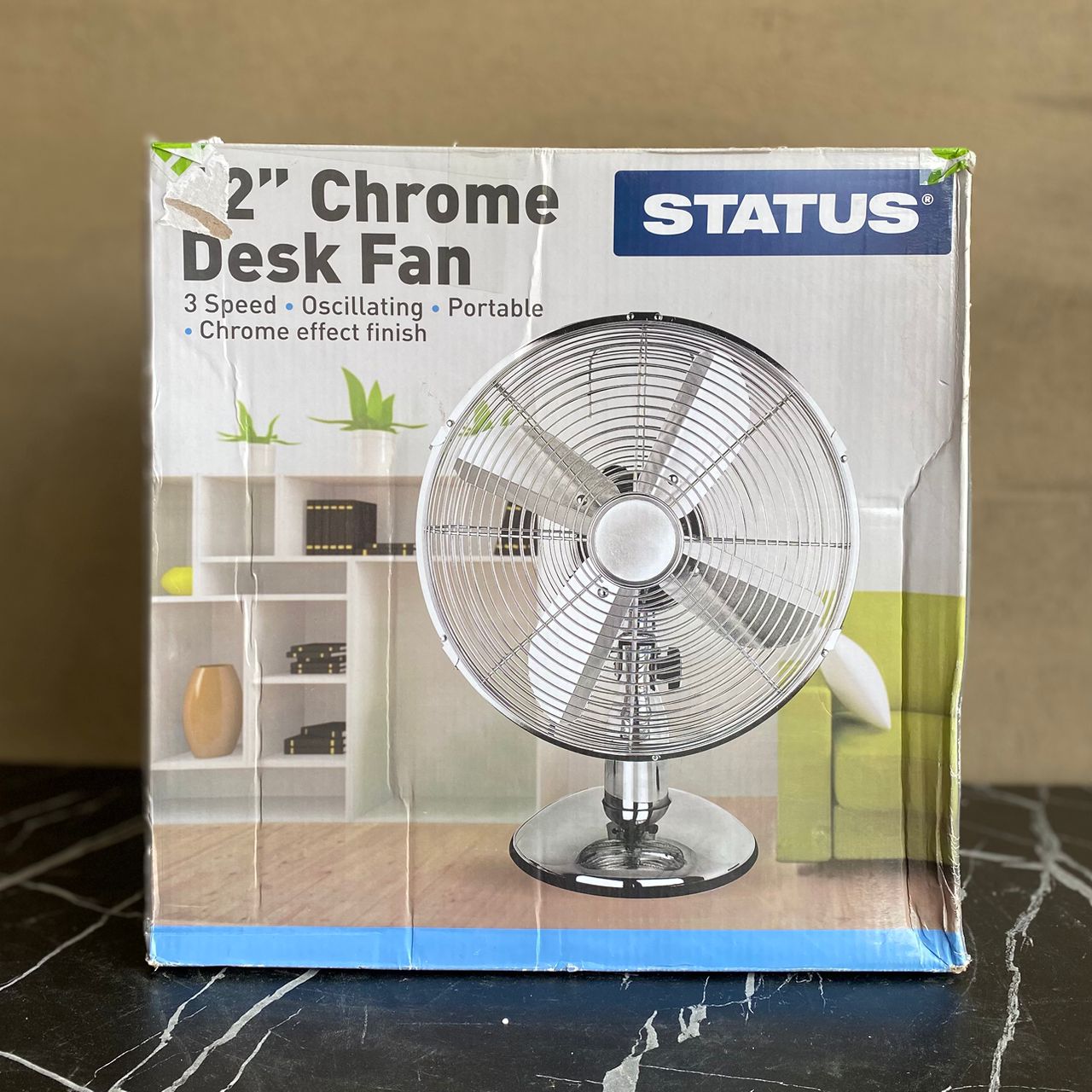 12 Inch Chrome Desk Fan - NEW