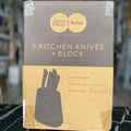 Jamie Oliver by Tefal 5-Piece Kitchen Knife Set with Block - NEW