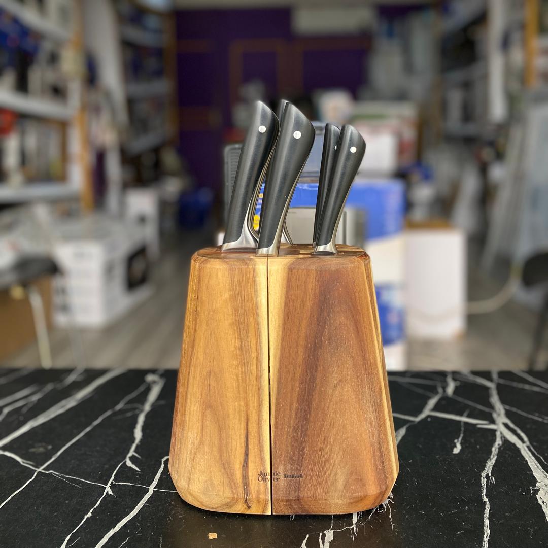 Jamie Oliver by Tefal 5-Piece Kitchen Knife Set with Block - NEW