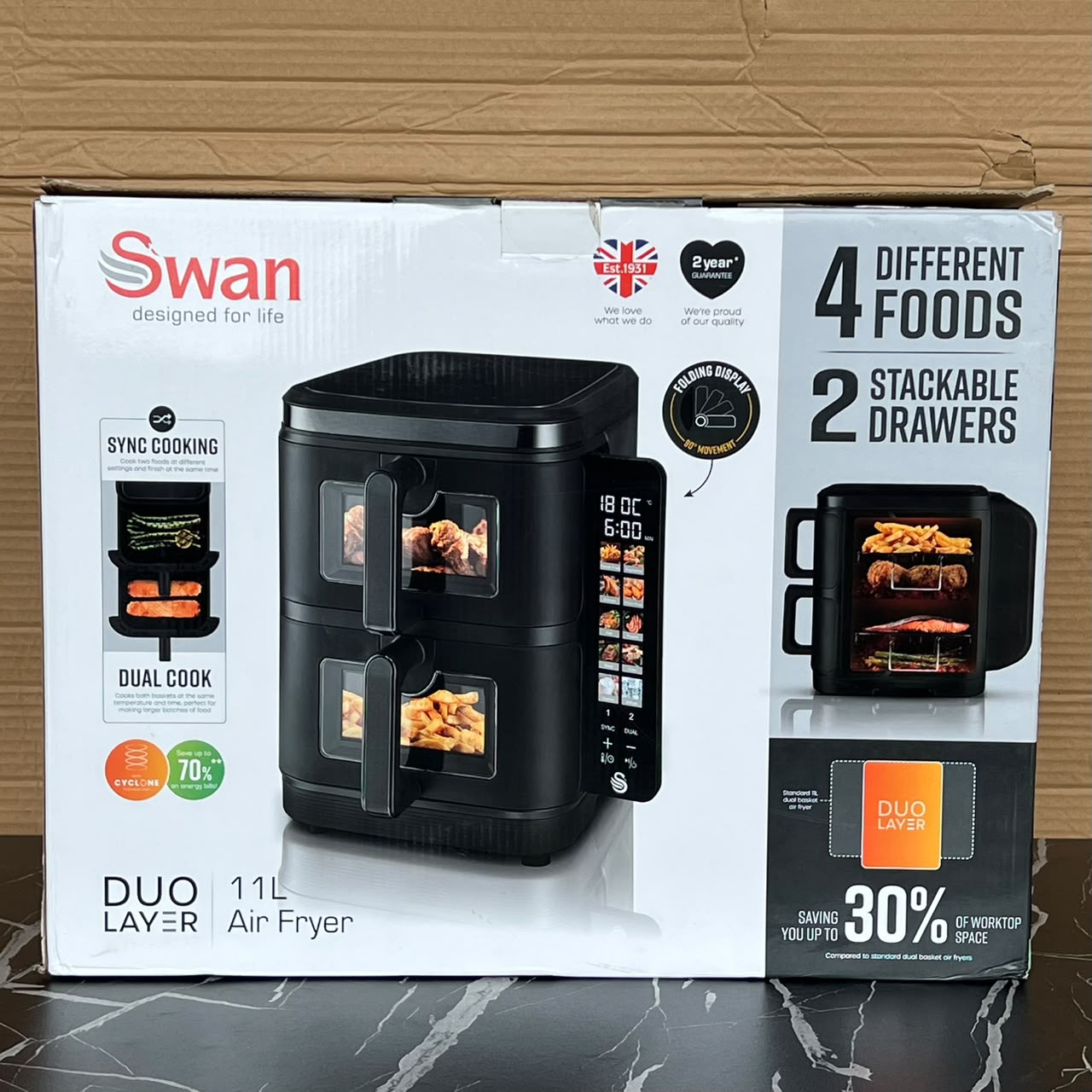 11L Swan Duo Layer Air Fryer - PRE-OWNED
