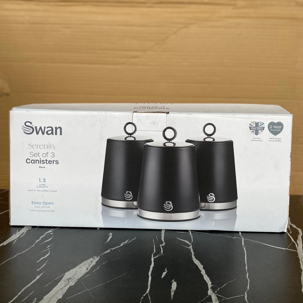 3 Set Swan Serenity Kitchen Canisters - NEW