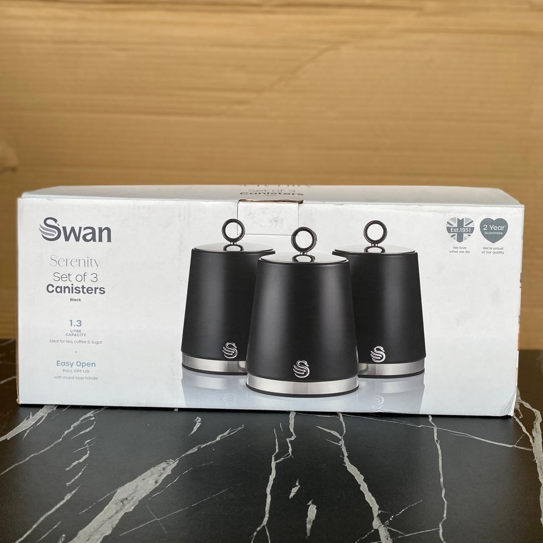 3 Set Swan Serenity Kitchen Canisters - NEW