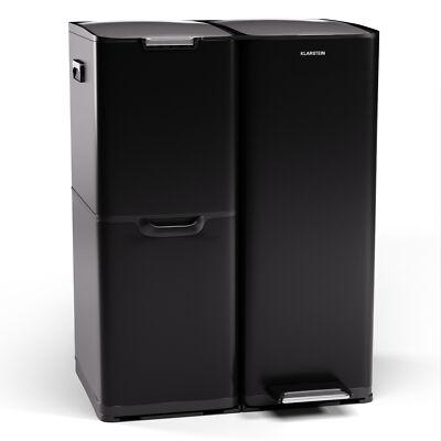 Tower 60L black triple recycling pedal bin - NEW