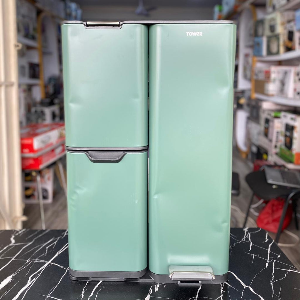 60L Tower Three Compartment Recycling Pedal Bin -STORE REJECT